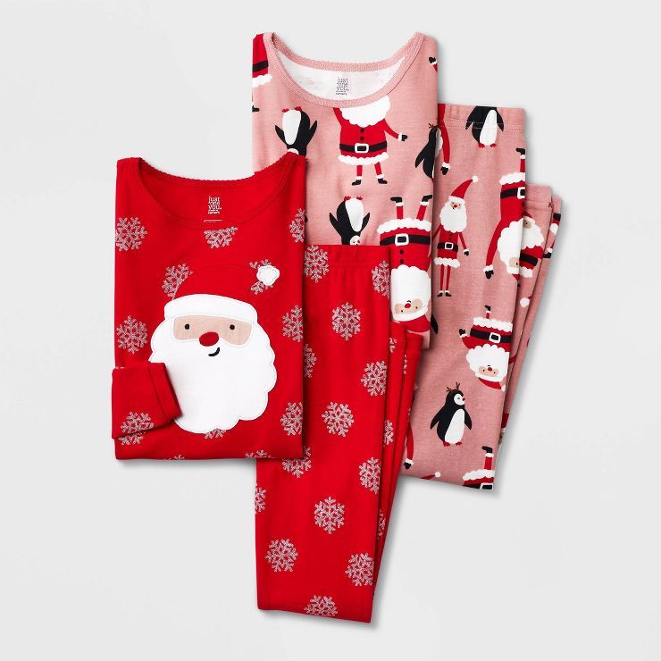 Carter's Just One You® Girls' 4pc Santa Pajama Set - Pink/Red | Target