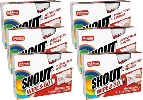 Shout Wipe & Go Instant Stain Remover Wipes, No Wash Required, Safe on Colorfast Washables, Trave... | Amazon (US)