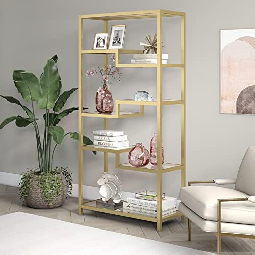 Henn&Hart Contemporary Metal Bookcase, Brass, 68" | Amazon (US)