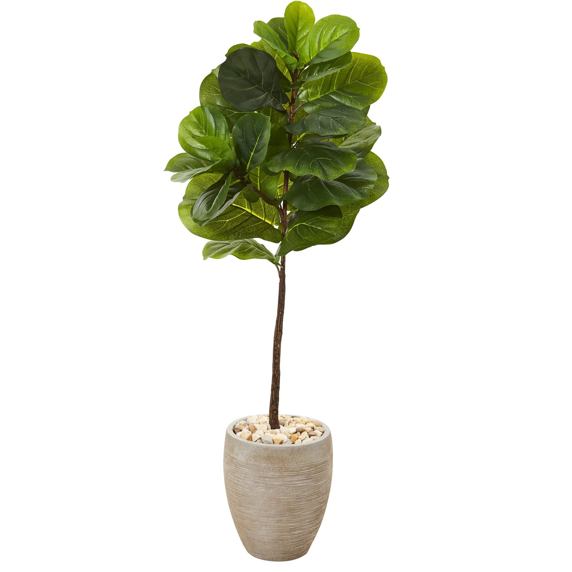 Nearly Natural 50in. Fiddle Leaf Artificial Tree in Sand Colored Planter (Real Touch) - Walmart.c... | Walmart (US)