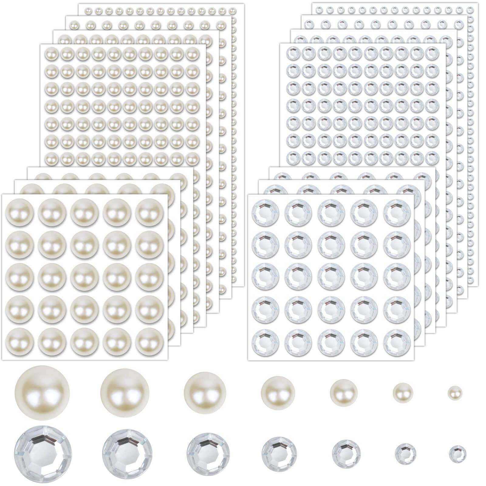 2032 Pieces Self Adhesive Hair Gems and Hair Pearls, Face Pearls and Jewels Stickers for Makeup, ... | Amazon (US)