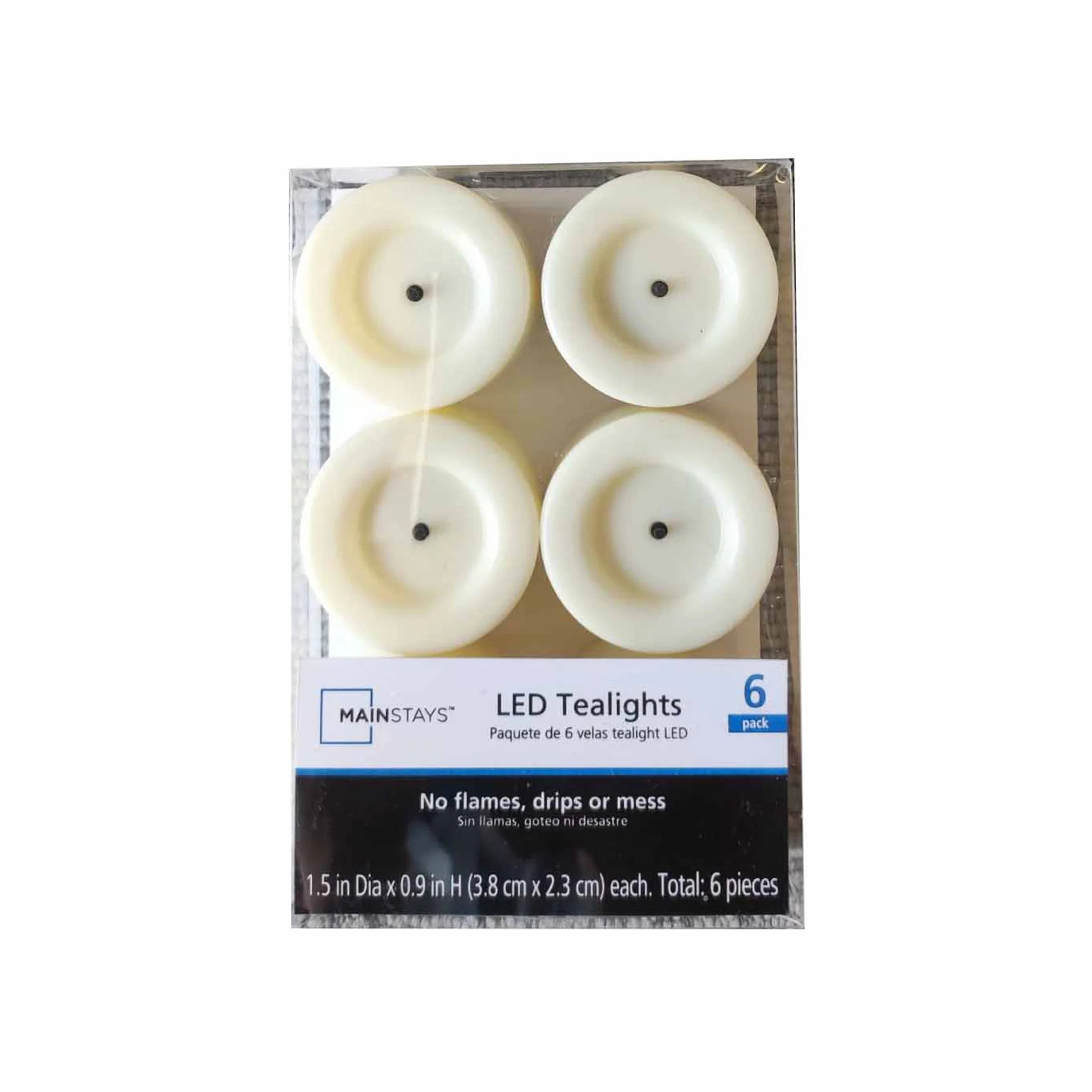 Mainstays Unscented Flameless LED Tealights, Ivory, 6 Count | Walmart (US)