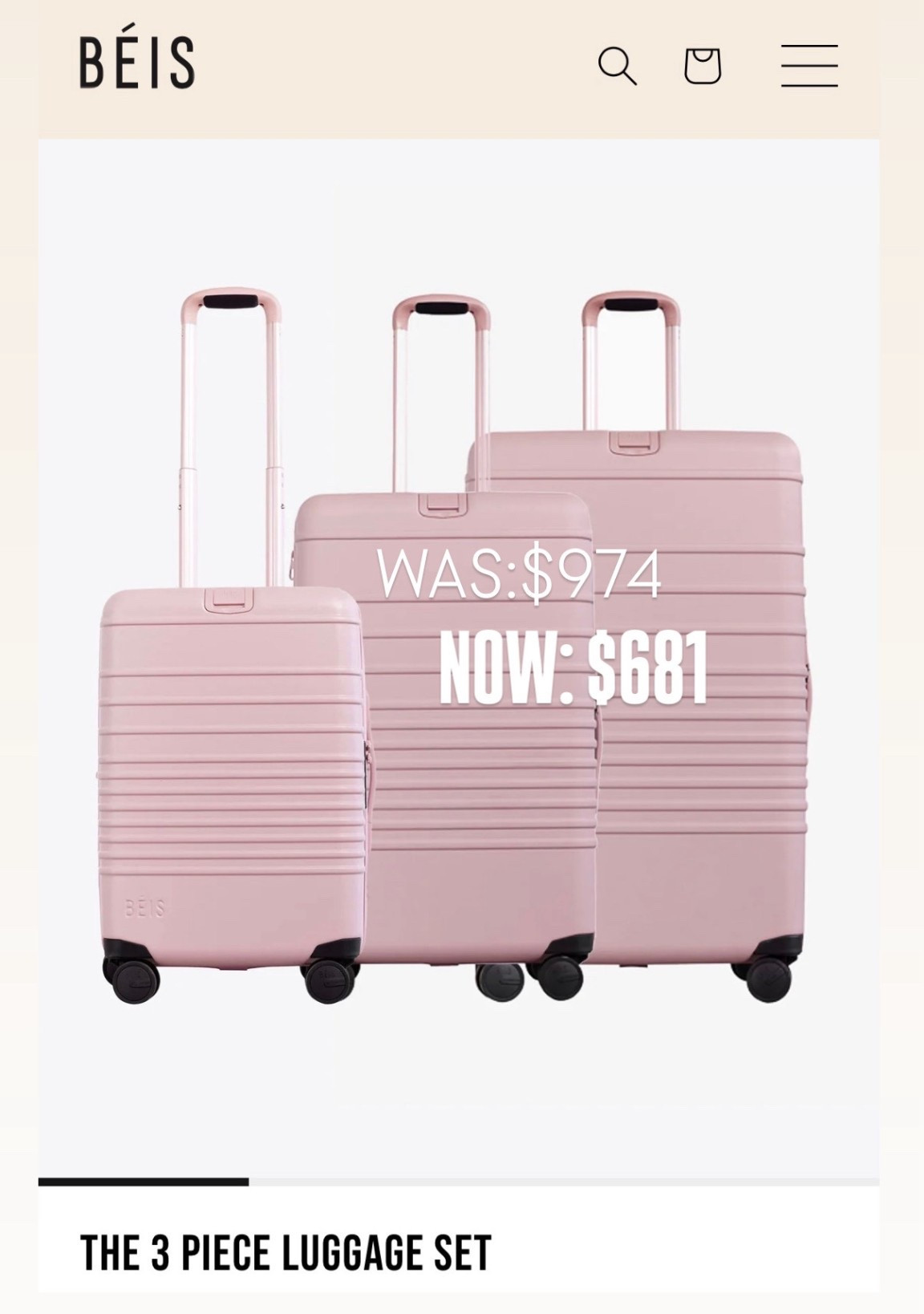 Beis warehouse sale! 

Luggage 
Travel
Honeymoon 
Vacation 
Registry 
Sale

#LTKWedding #LTKU #LTKTravel