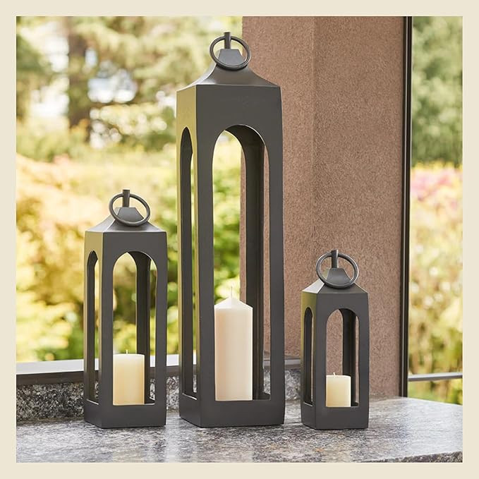 CG Hunter Medium Black Lantern, Rustic Metal Decorative Lantern, Candle Holder for Indoor & Outdo... | Amazon (US)