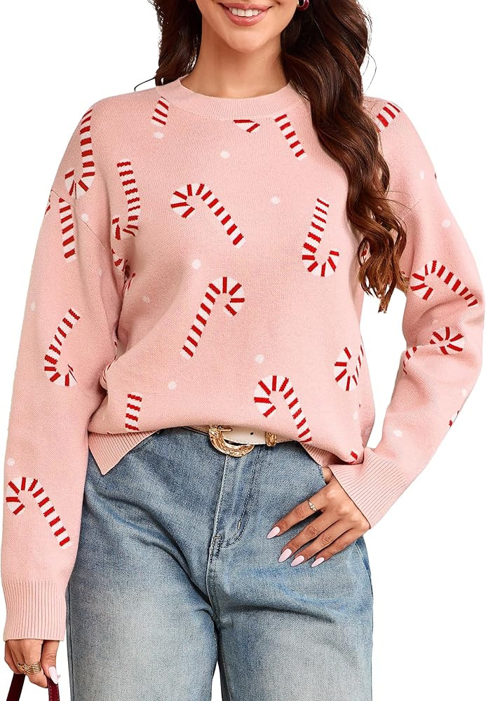 Simplee Womens Christmas Sweaters Long Sleeve Crewneck Oversized Sweater Fashion Winter Knitted P... | Amazon (US)