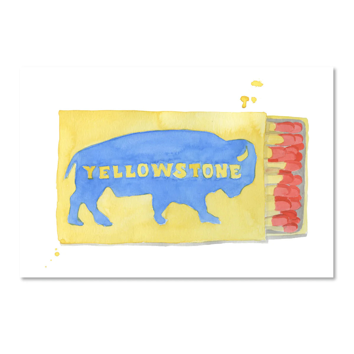 Furbish Studio - Yellowstone Buffalo Matchbook Watercolor Print | Furbish Studio