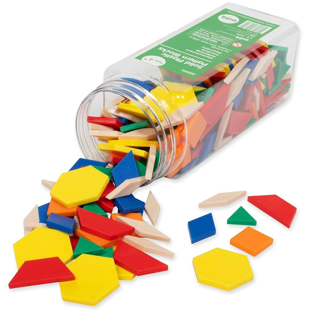 edxeducation Plastic Pattern Blocks | Set of 250 | Math Manipulative for Fractions, Symmetry, Pat... | Amazon (US)