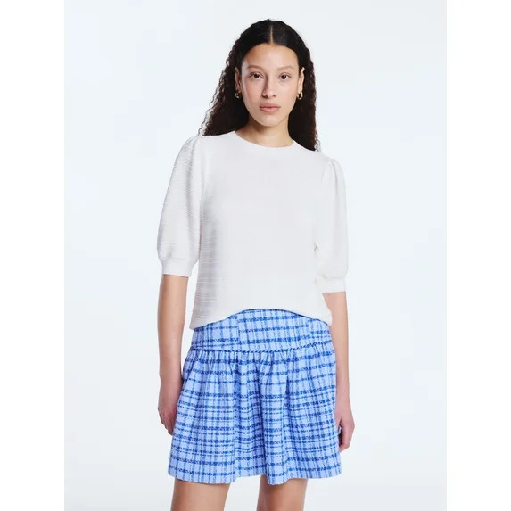 Free Assembly Women's Textured Sweater with Short Puff Sleeves, Lightweight, Sizes XS-XXL | Walmart (US)