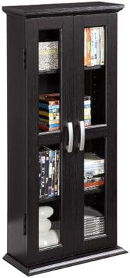Walker Edison 4 Tier Shelf Living Room Storage Tall Bookshelf Cabinet Doors Home Office Tower Med... | Amazon (US)