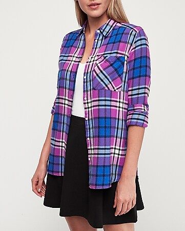 supersoft pink plaid boyfriend flannel | Express