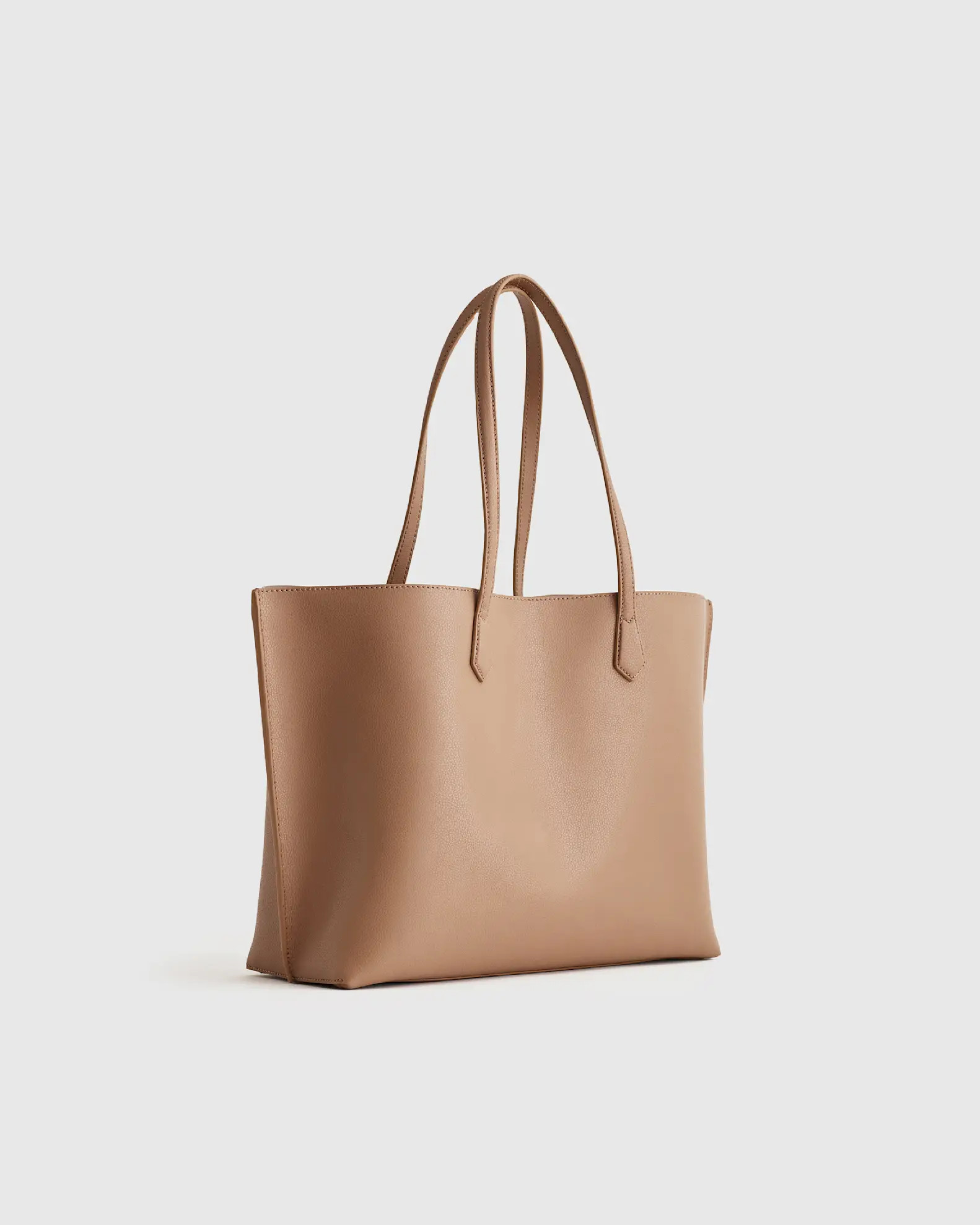 Italian Leather Triple Compartment Shopper Tote in Cappuccino | Quince
