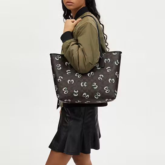 City Tote In Signature Canvas With Halloween Eyes | Coach Outlet