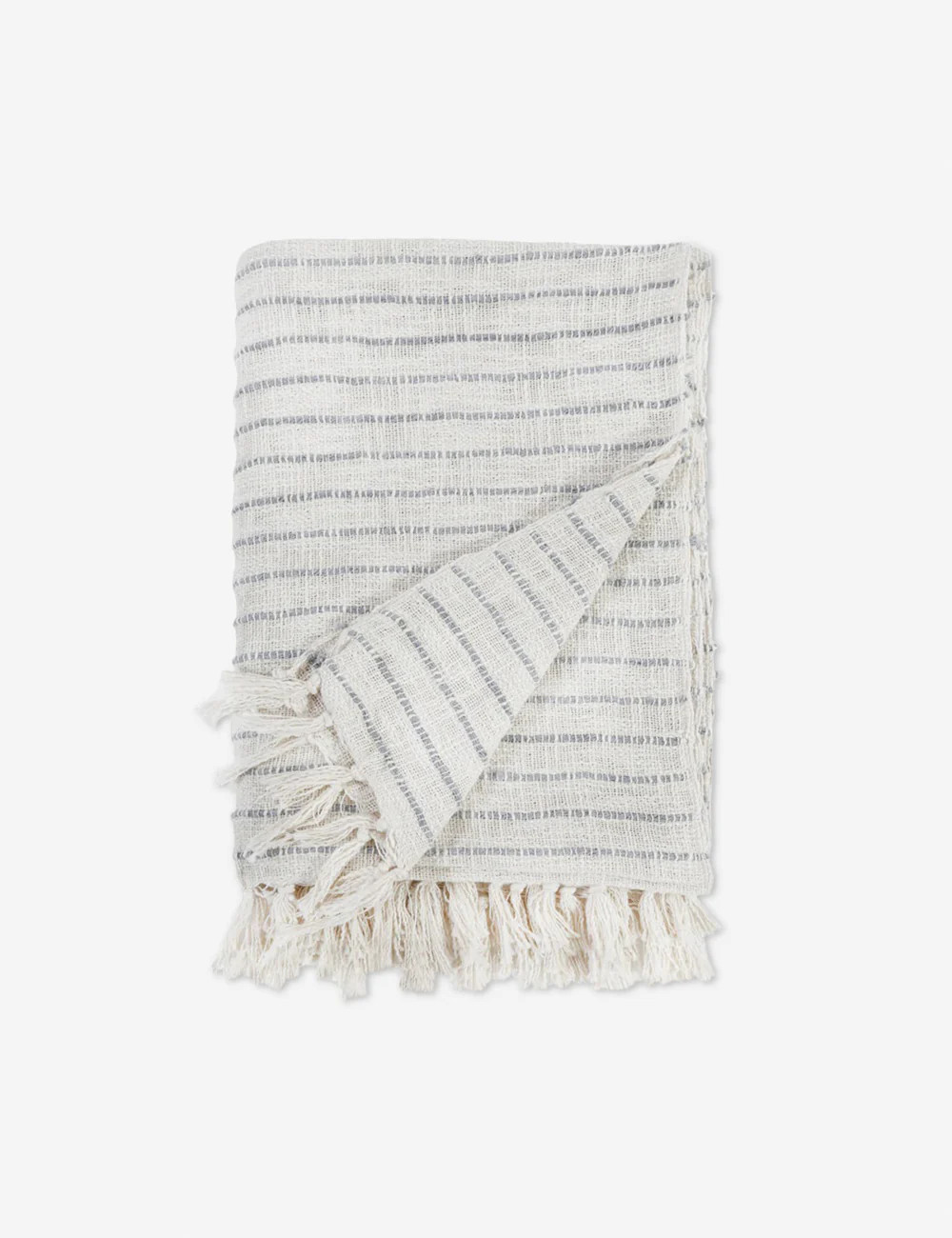 Jojo Cotton Oversized Throw by Pom Pom at Home, Ivory and Blue Grey | Lulu and Georgia 