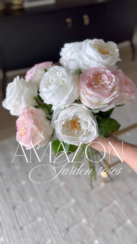 You will not believe these garden roses are faux! Real touch and SO realistic! Probably my favorite Amazon floral to date! I have the white and light pink and used 5 bunches total (20 roses) in this Pottery Barn vase.

#LTKfindsunder50 #LTKhome #LTKSeasonal
