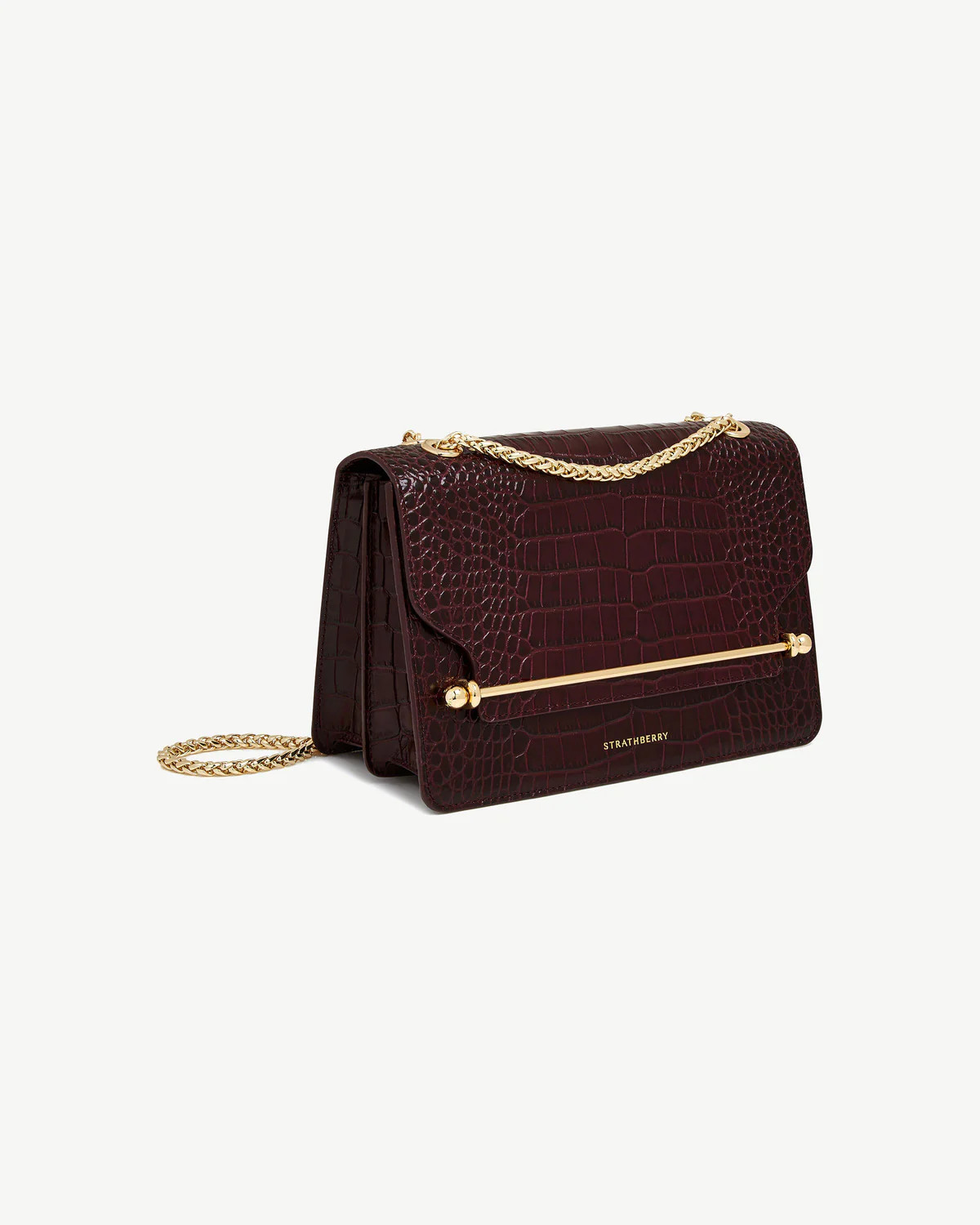 Strathberry - East/West - Crossbody Leather Handbag - Burgundy / Red | Strathberry