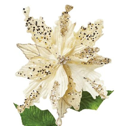 Embellished Poinsettia Stems, Set of Six | Frontgate