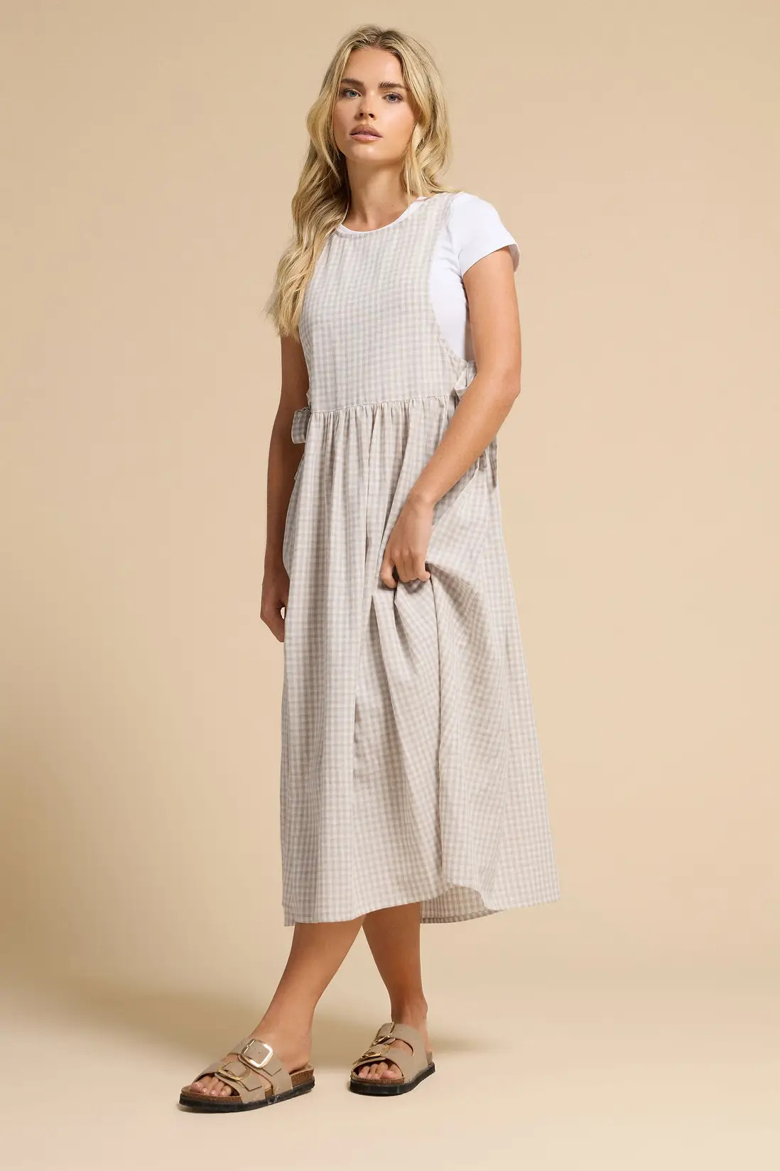 Brown PixieGirl Petite Gingham Pinafore Dress | Debenhams | Debenhams UK