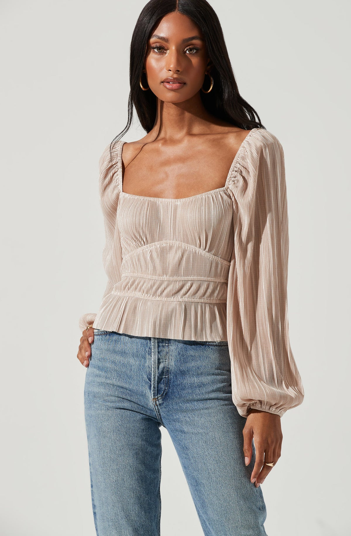 Ziva Plisse Long Sleeve Top | ASTR The Label (US)