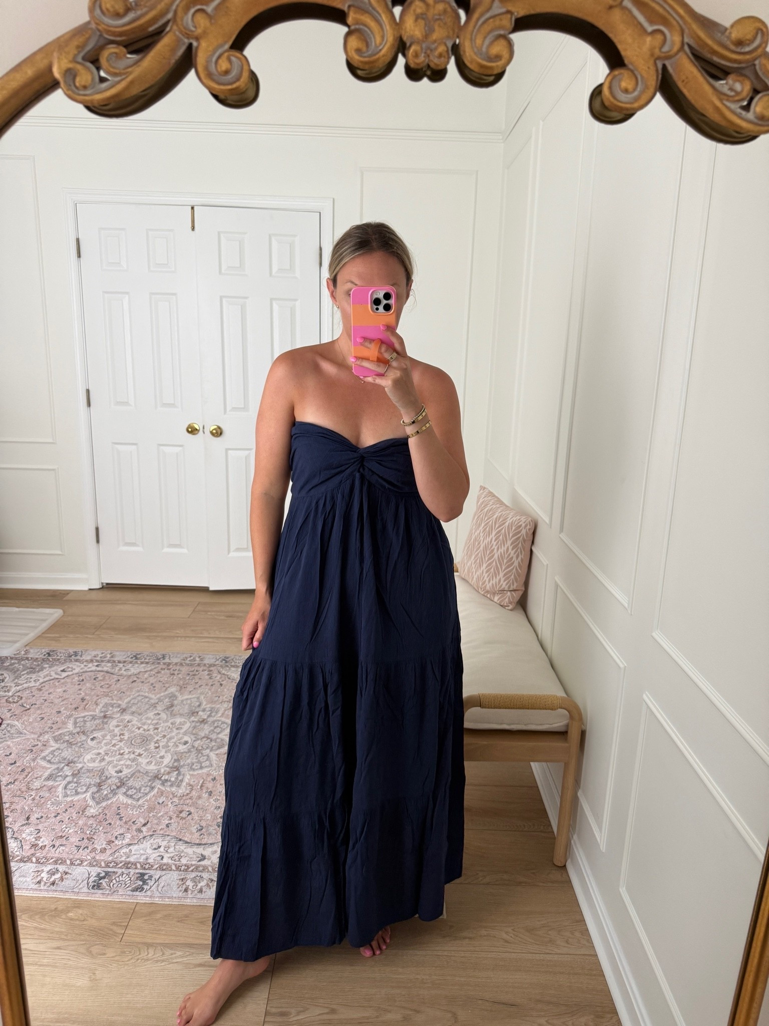 Strapless maxi dress and love the back! Summer dress - bump friendly