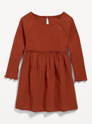 Long-Sleeve Textured-Knit Fit & Flare Dress for Toddler Girls | Old Navy (US)
