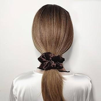 Sufermoe 6 Pcs Satin Silk Hair Scrunchies, 4.5 Inch, Dark Brown, Hair Accessories for Women and G... | Amazon (US)