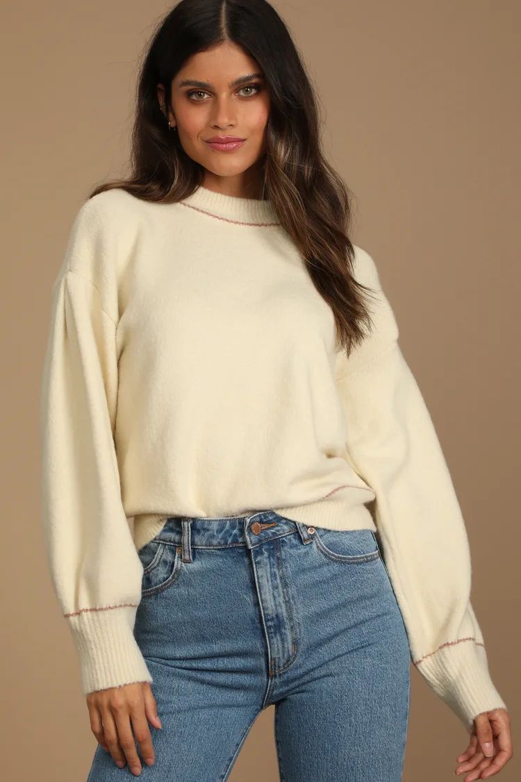Do What You Love Ivory Knit Long Sleeve Sweater | Lulus (US)