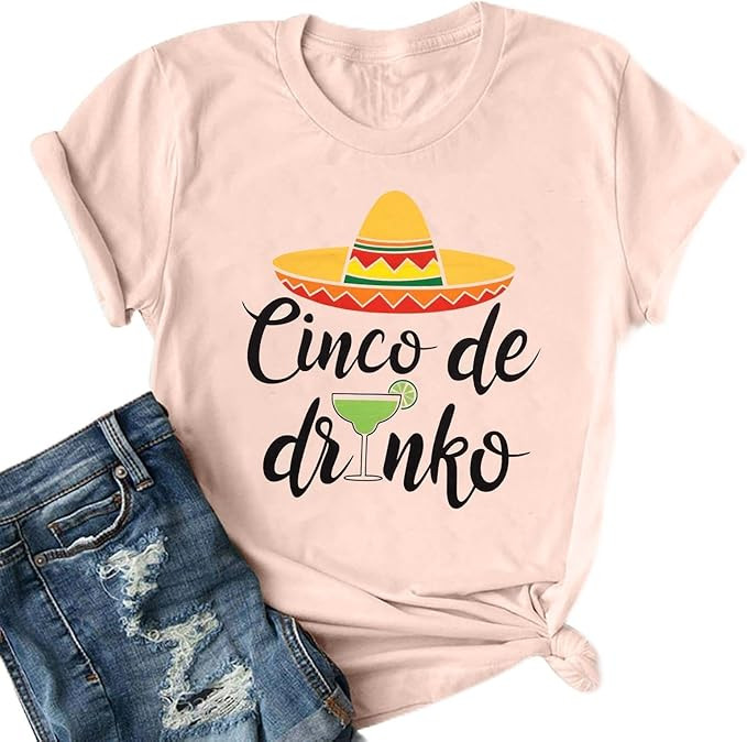 Cinco De Drinko Graphic Shirt for Women Cinco De Mayo Tshirt Mexican Fiesta Party Tshirt Short Sl... | Amazon (US)