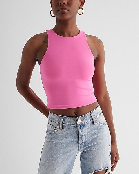 Body Contour High Compression Ribbed Square Neck Cropped Tank