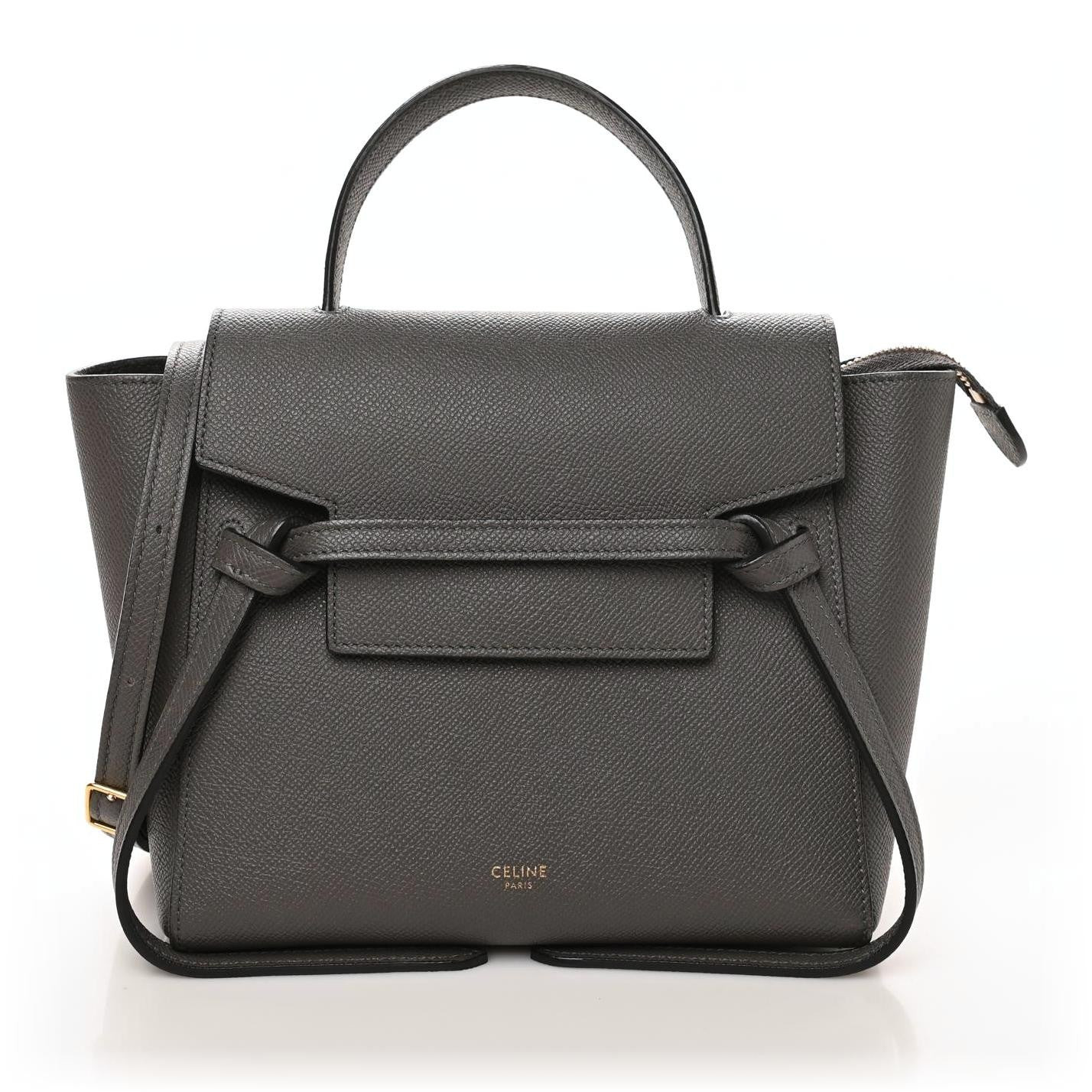 CELINE Grained Calfskin Nano Belt Bag Grey | FASHIONPHILE (US)