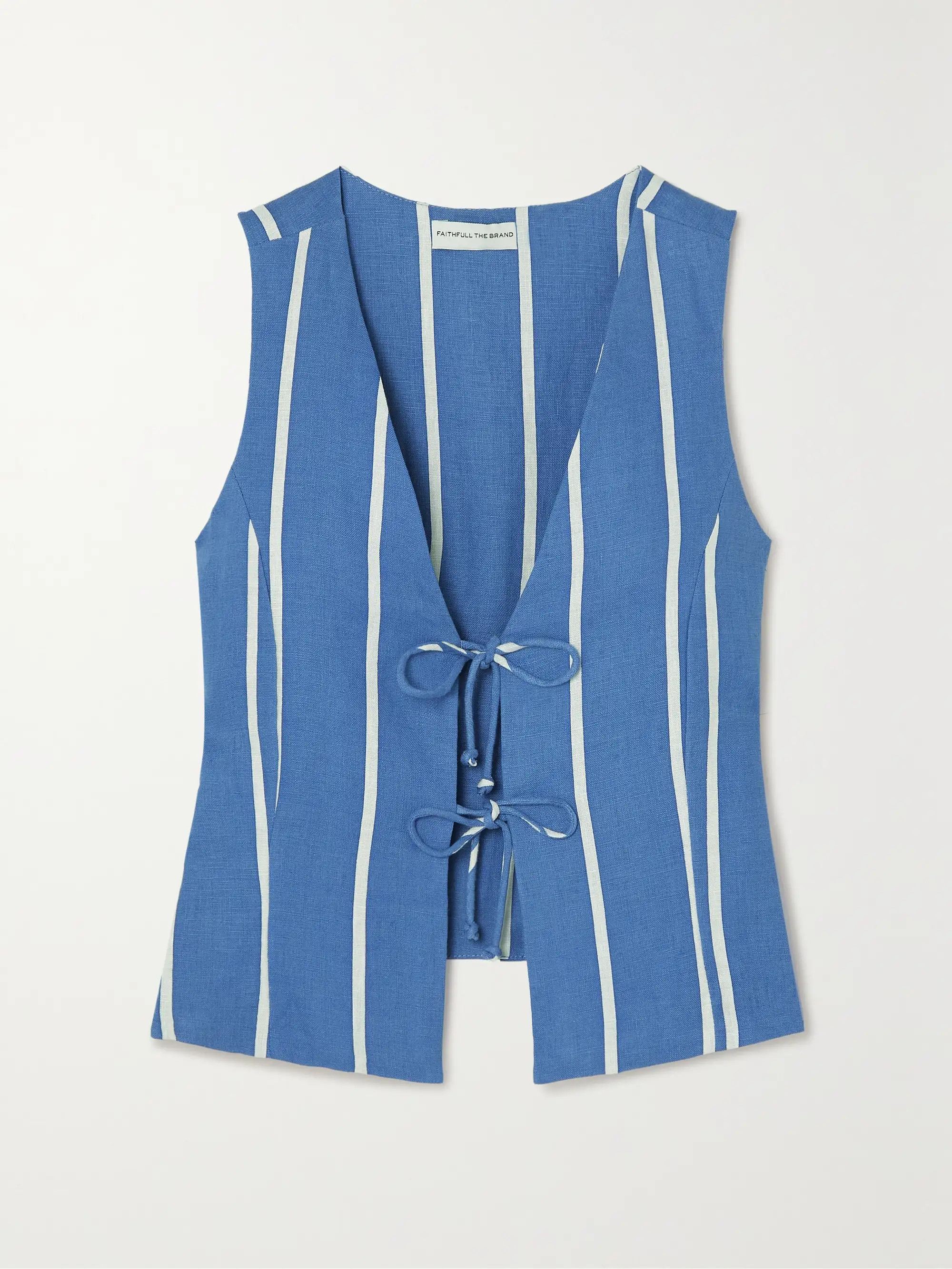 Elfie striped tie-front linen top | NET-A-PORTER (US)