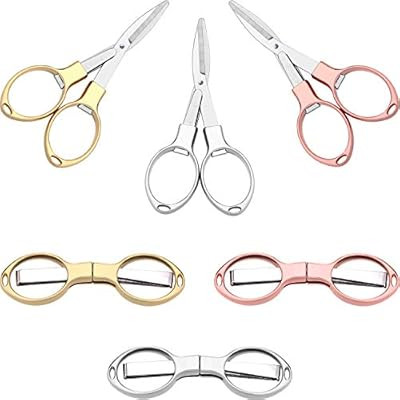 Tatuo 6 Pieces Stainless Steel Scissors Anti-Rust Folding Scissors Glasses-Shaped Mini Shear for ... | Amazon (US)