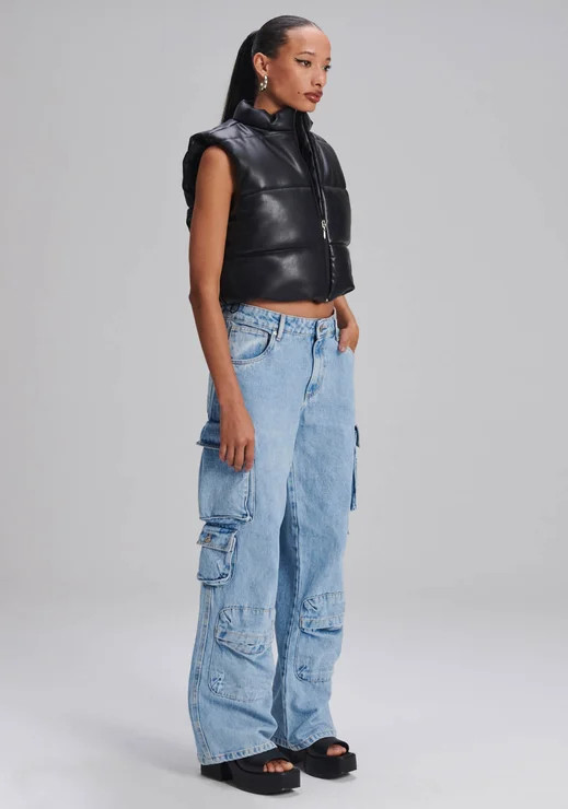 My Favorite Thingscalça jeans azul my favorite things wide leg cargo high | ZZ Mall (BR)