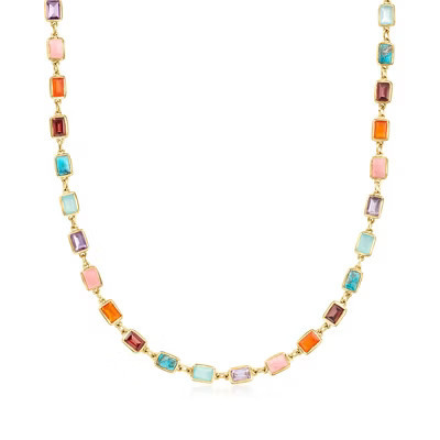 Ross-Simons Multi-Gemstone Necklace in 18kt Gold Over Sterling Size 18 | Target
