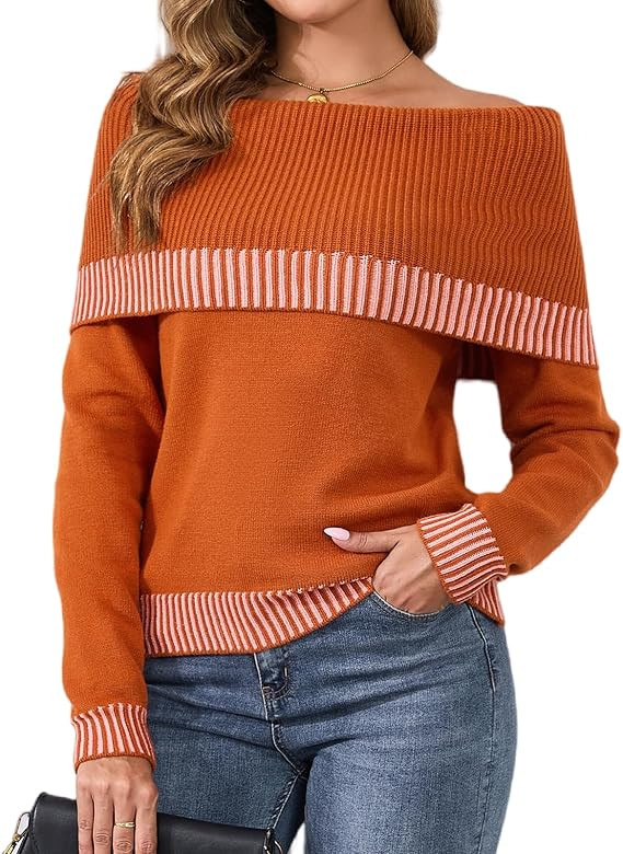 ZAFUL Women's Off The Shoulder Sweater Cute Cozy Pullover Knit Sweater Top Loose Party Going Out ... | Amazon (US)