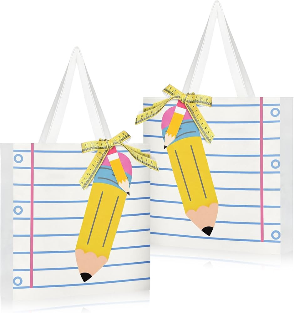 Paterr 2 Set Teacher Appreciation Gifts Bags Canvas Tote with Pencil Cards Measure Ribbon Graduat... | Amazon (US)