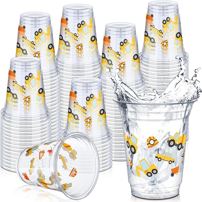 Uiifan 50 Pcs Construction Cups 12 oz Construction Birthday Party Supplies | Amazon (US)