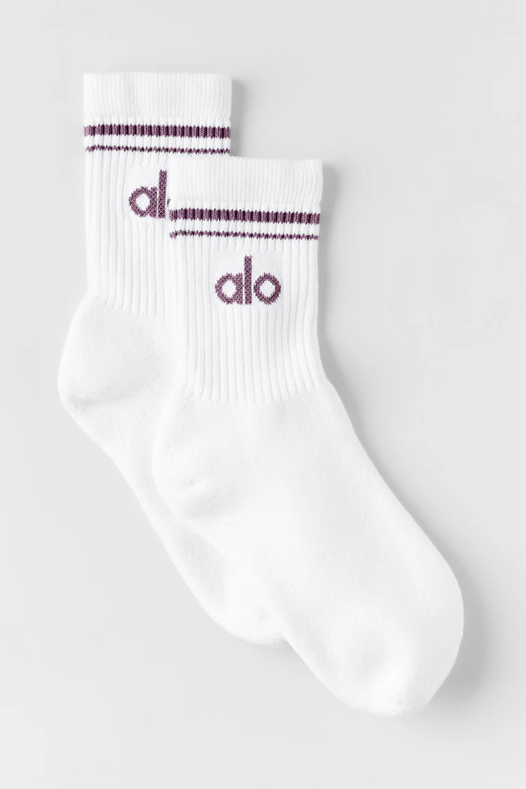 Unisex Half-Crew Throwback Sock - White/Plum Kiss | Alo Yoga (US)