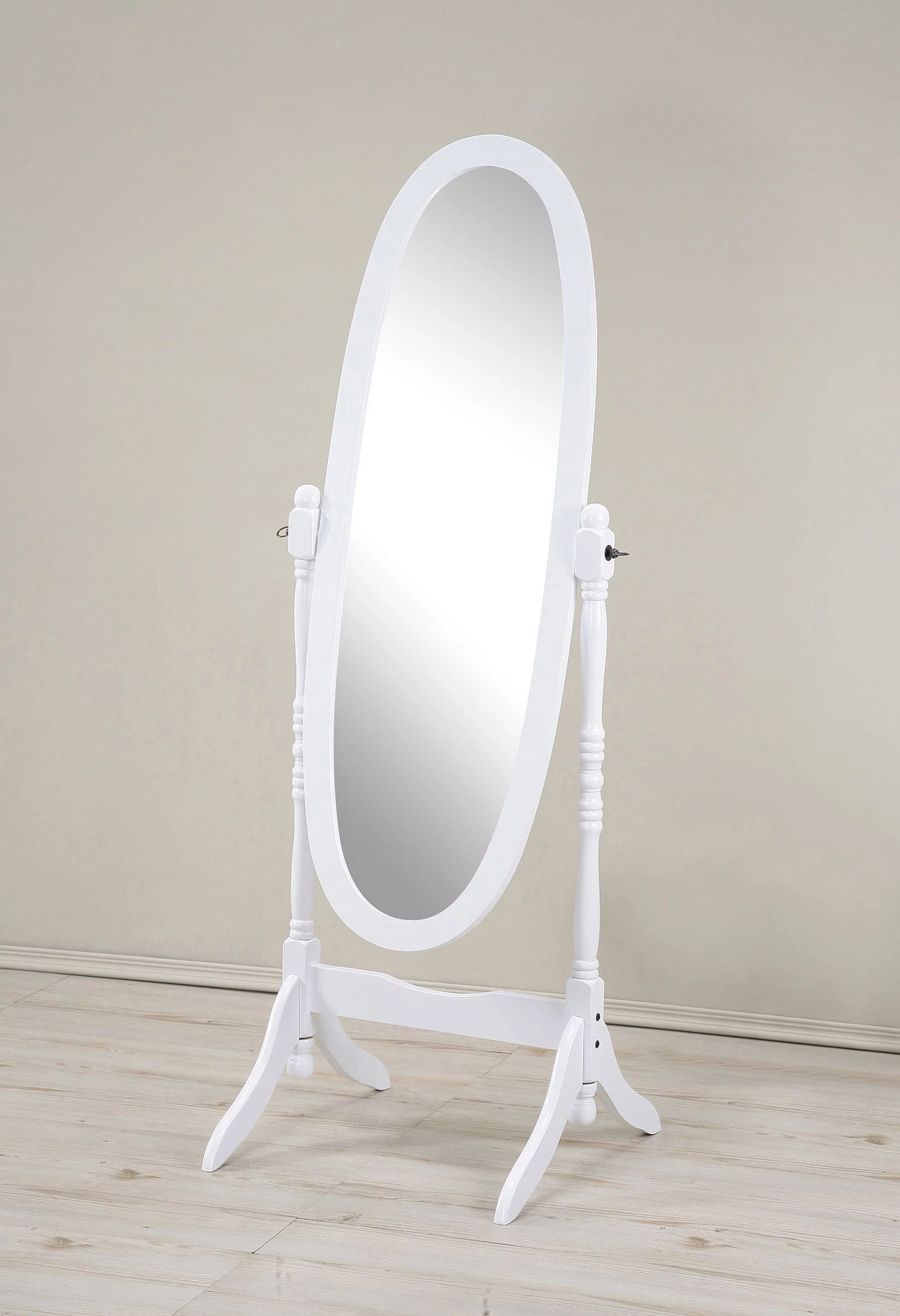 Roundhill Traditional Queen Anna Style Wood Floor Cheval Mirror, White Finish | Walmart (US)