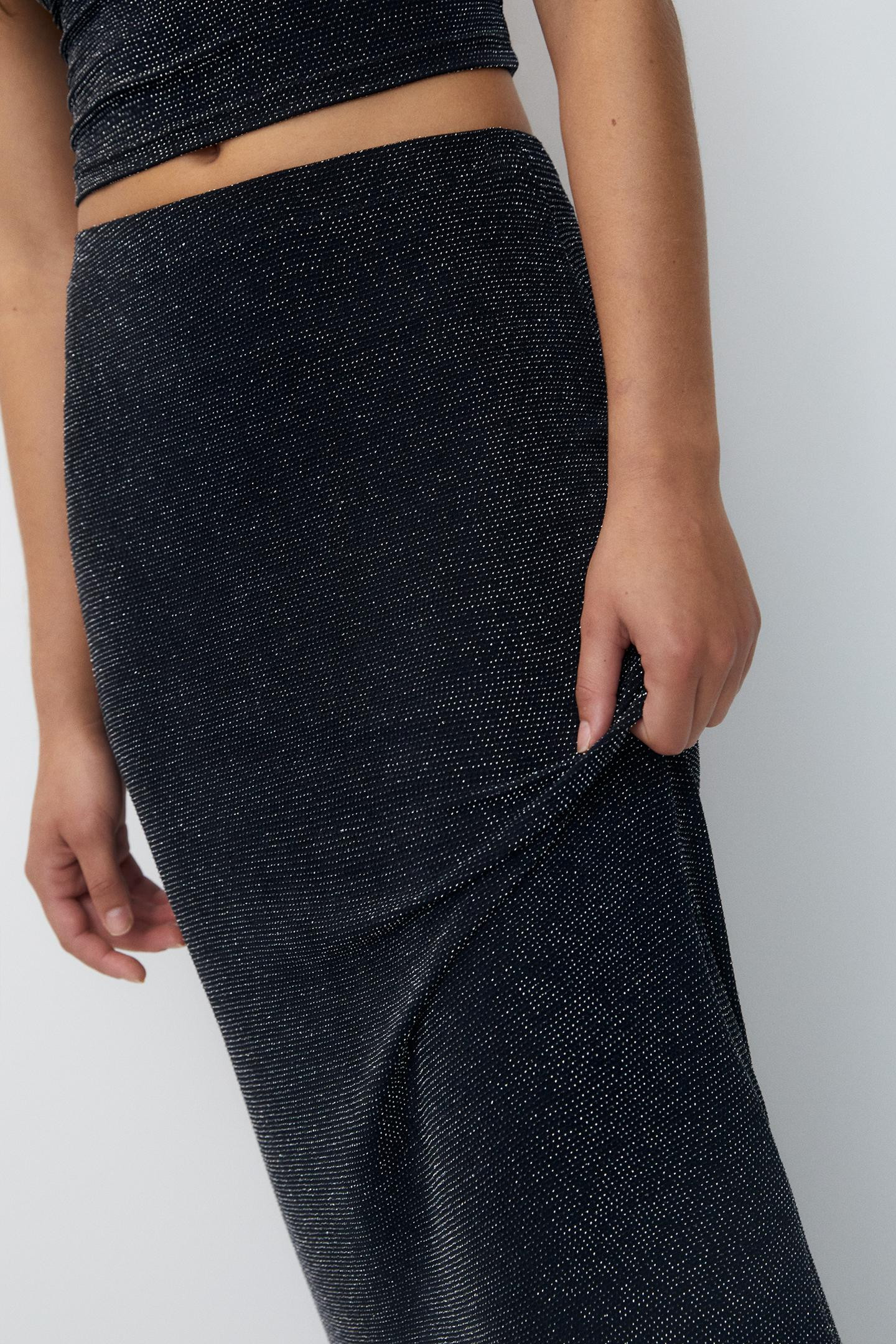 Long shiny detail skirt | PULL and BEAR UK