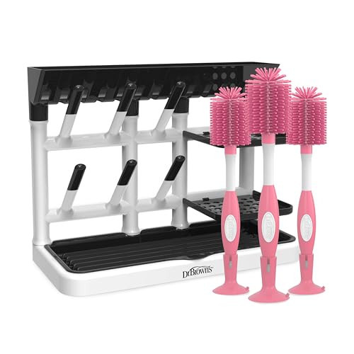 Dr. Brown's Drying Tower, Stand-Up Rack with Soft Touch No Scratch Baby Bottle Cleaning Brush, Pink | Amazon (US)