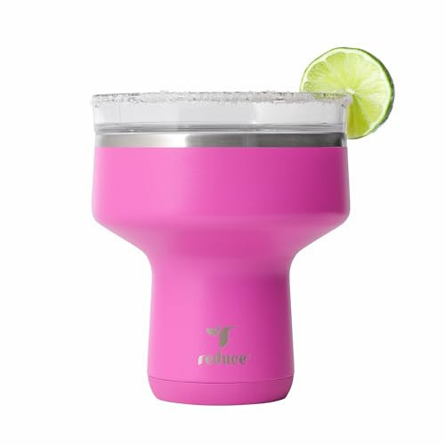 REDUCE Saltini 16 oz Cocktail Tumbler-Insulated Margarita Tumbler with Lid - Keeps Drinks Cold for 10 Hours- 60 Sippable Martini Glass Alternative - Shatterproof, Perfect for Parties - Sunset Fuschia | Amazon (US)