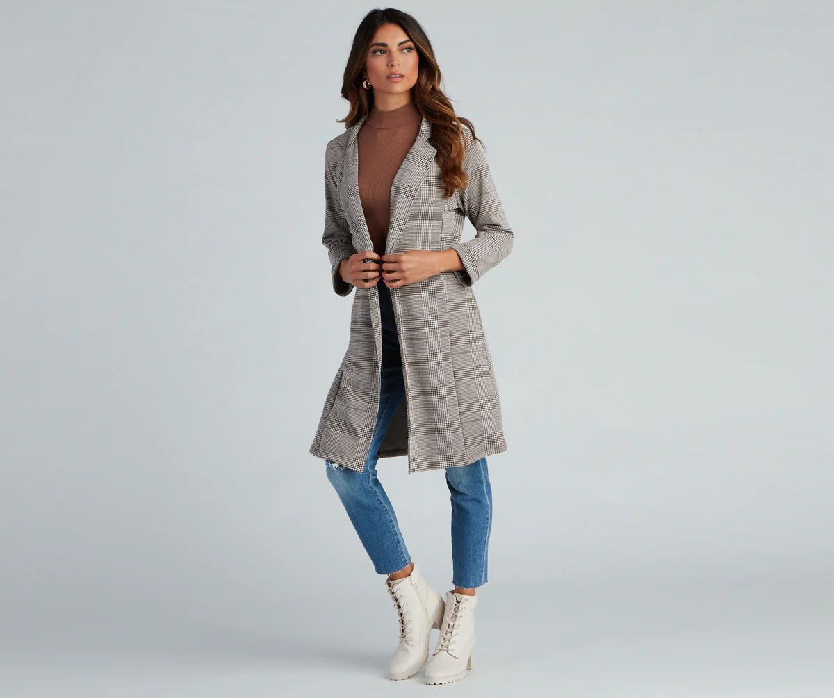 City Chic Plaid Longline Blazer | Windsor Stores