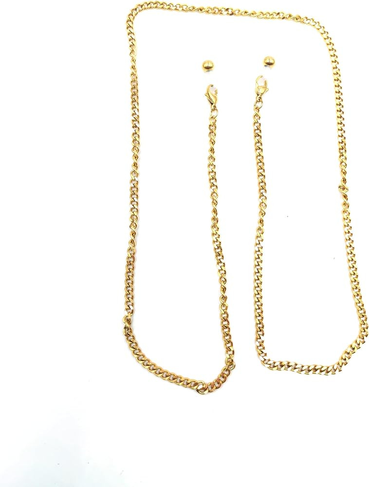 18K Gold Stainless Steel Eyeglass Chain – Adjustable Anti-Slip Glasses Holder for Women & Men, ... | Amazon (US)