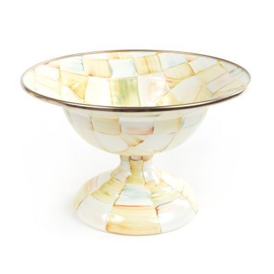 Parchment Check Enamel Compote - Small | MacKenzie-Childs