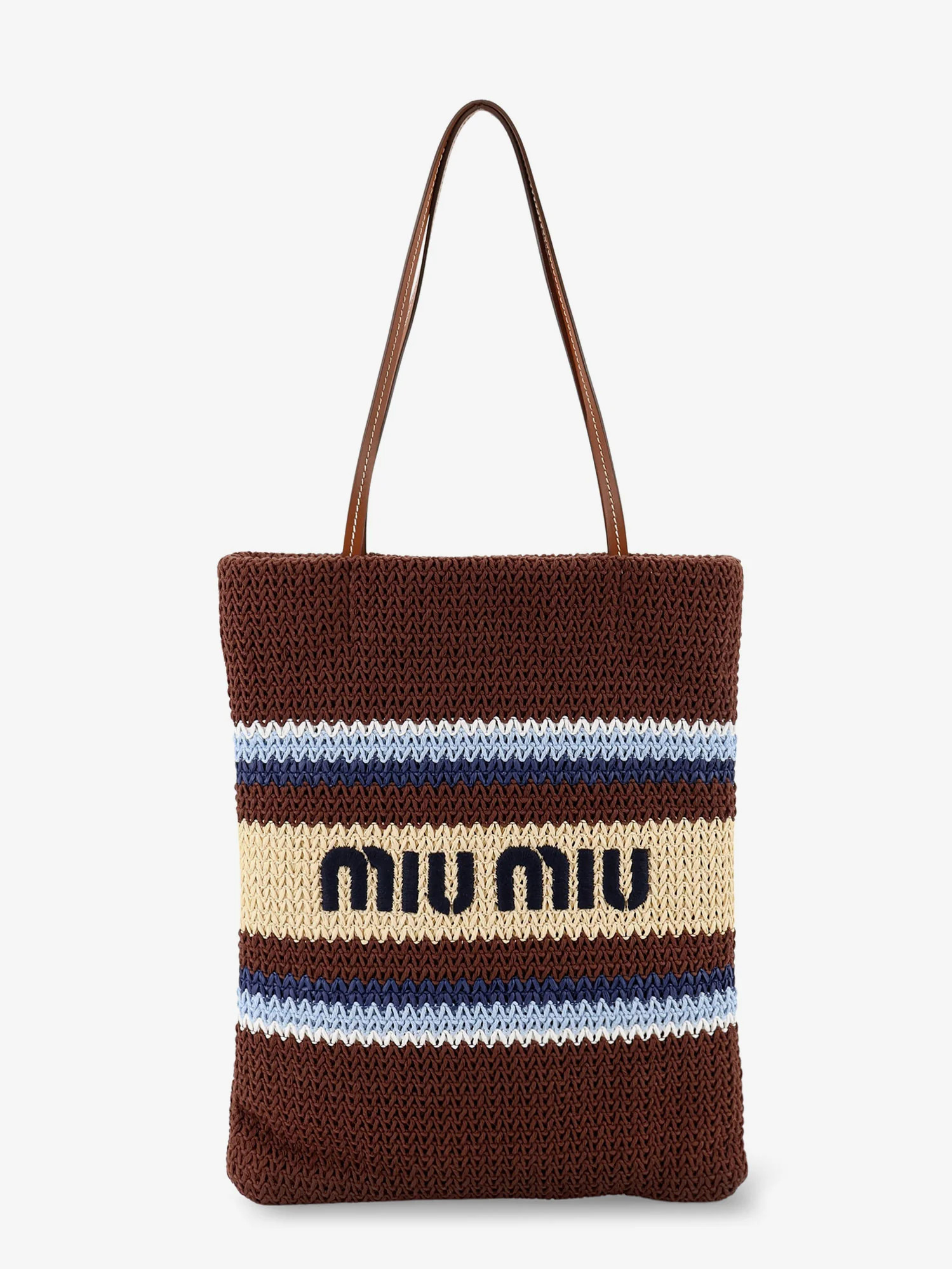 Knitted shopping bag with embroidered logo on the front - Miu Miu, UNI | Nugnes 1920