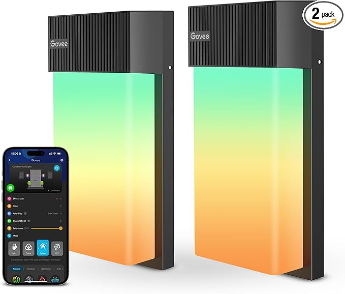 Govee Outdoor Wall Light, 1500LM Smart RGBIC Porch Lights Outdoor with 45 Scene Modes, IP65 Water... | Amazon (US)