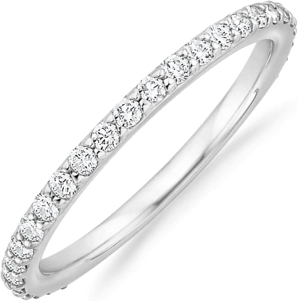 PAVOI 14K Gold Plated Cubic Zirconia Diamond Stackable Eternity Bands for Women | Amazon (US)