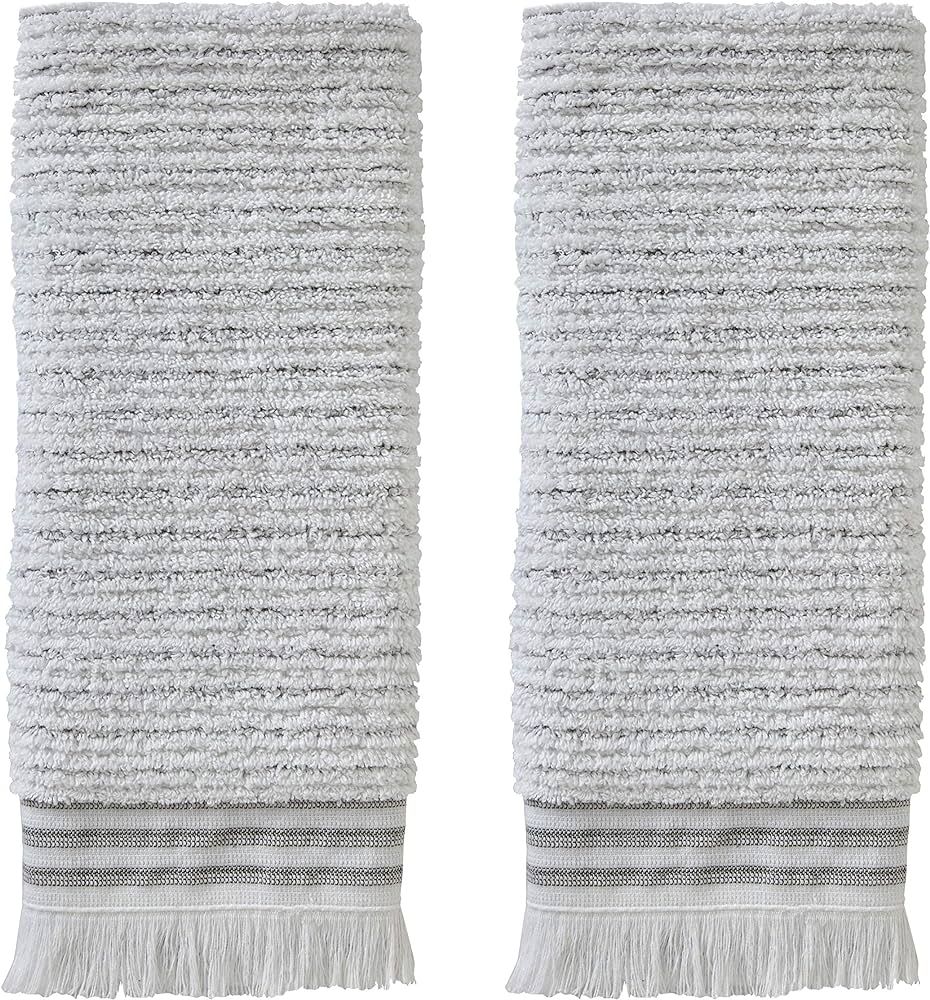 SKL Home by Saturday Knight Ltd. Subtle Stripe Hand Towel (2-Pack),White/Grey | Amazon (US)