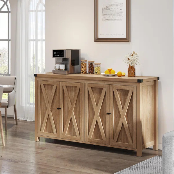 Esai 55.2"W Wood Storage Sideboard with 4 Doors | Wayfair North America