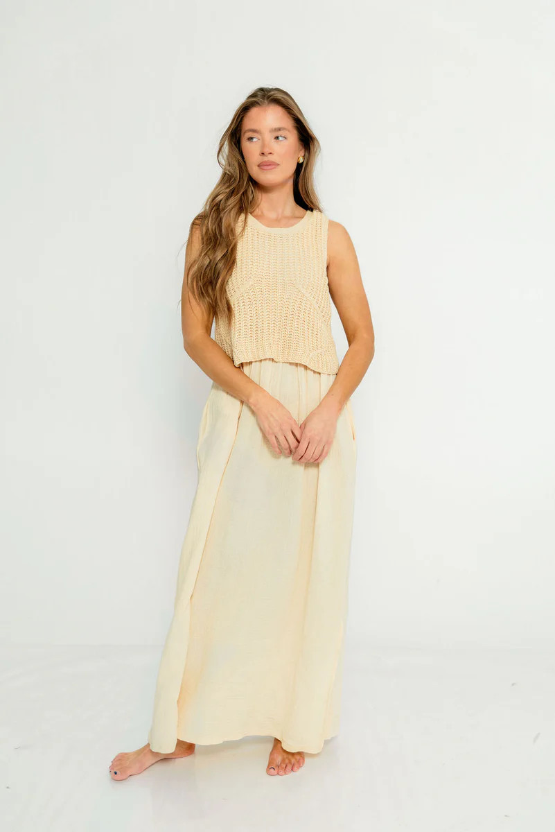 Braylee Sweater Layered Maxi Dress in Natural | Worth Collective